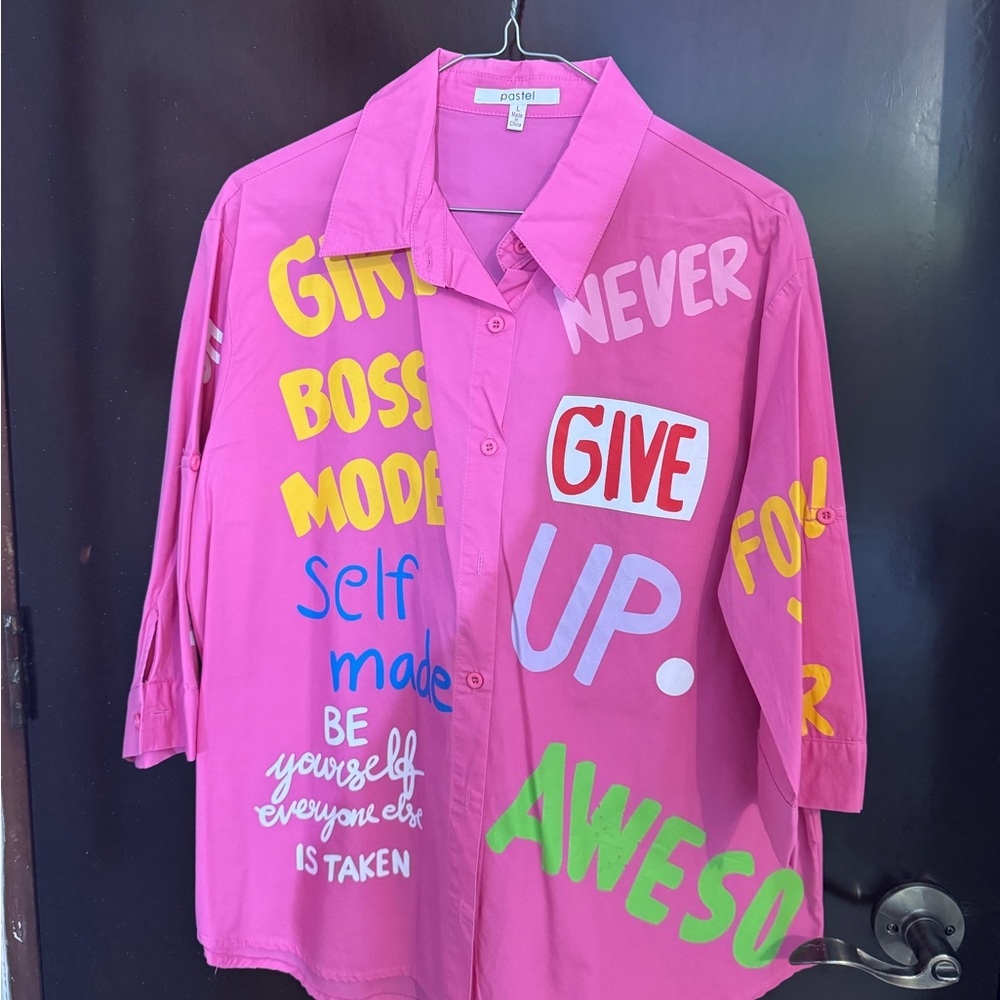 Pastels Bright Pink Collared Shirt